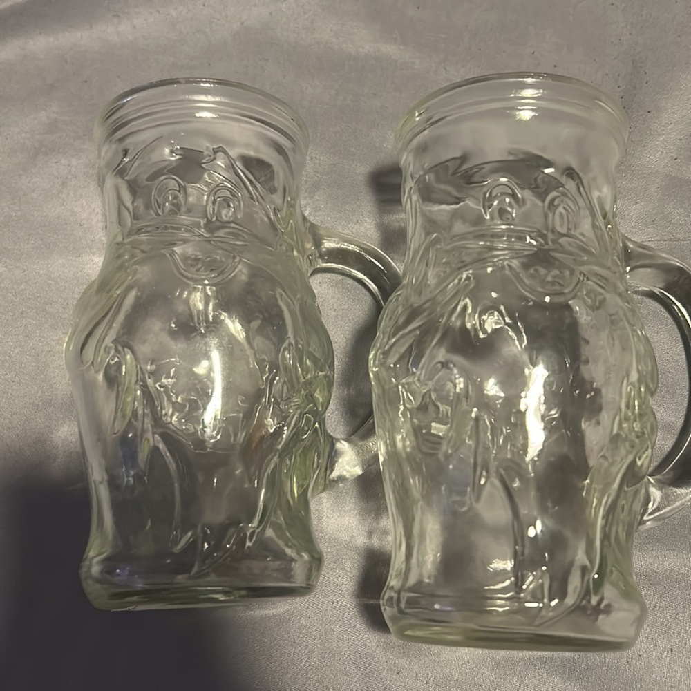 2 Frostie Elf Root Beer Mug Glass Soda Pop Beverage Embossed Vintage 12oz